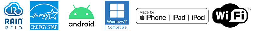 Iconos de compatibilidad de software para las impresoras portátiles RFID ZQ511 y ZQ521.