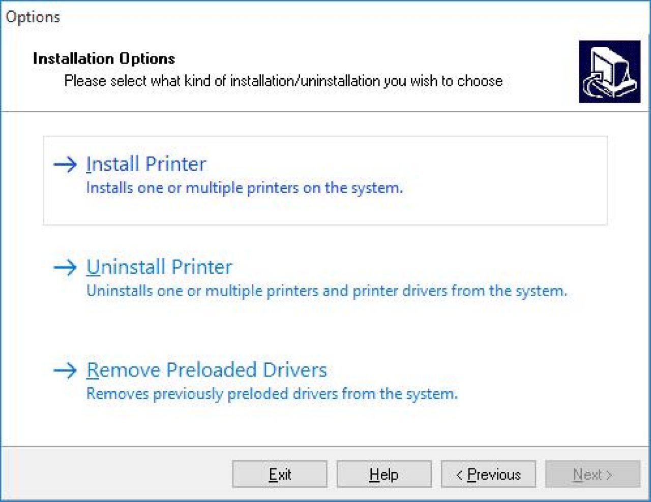 Install Printer screen capture