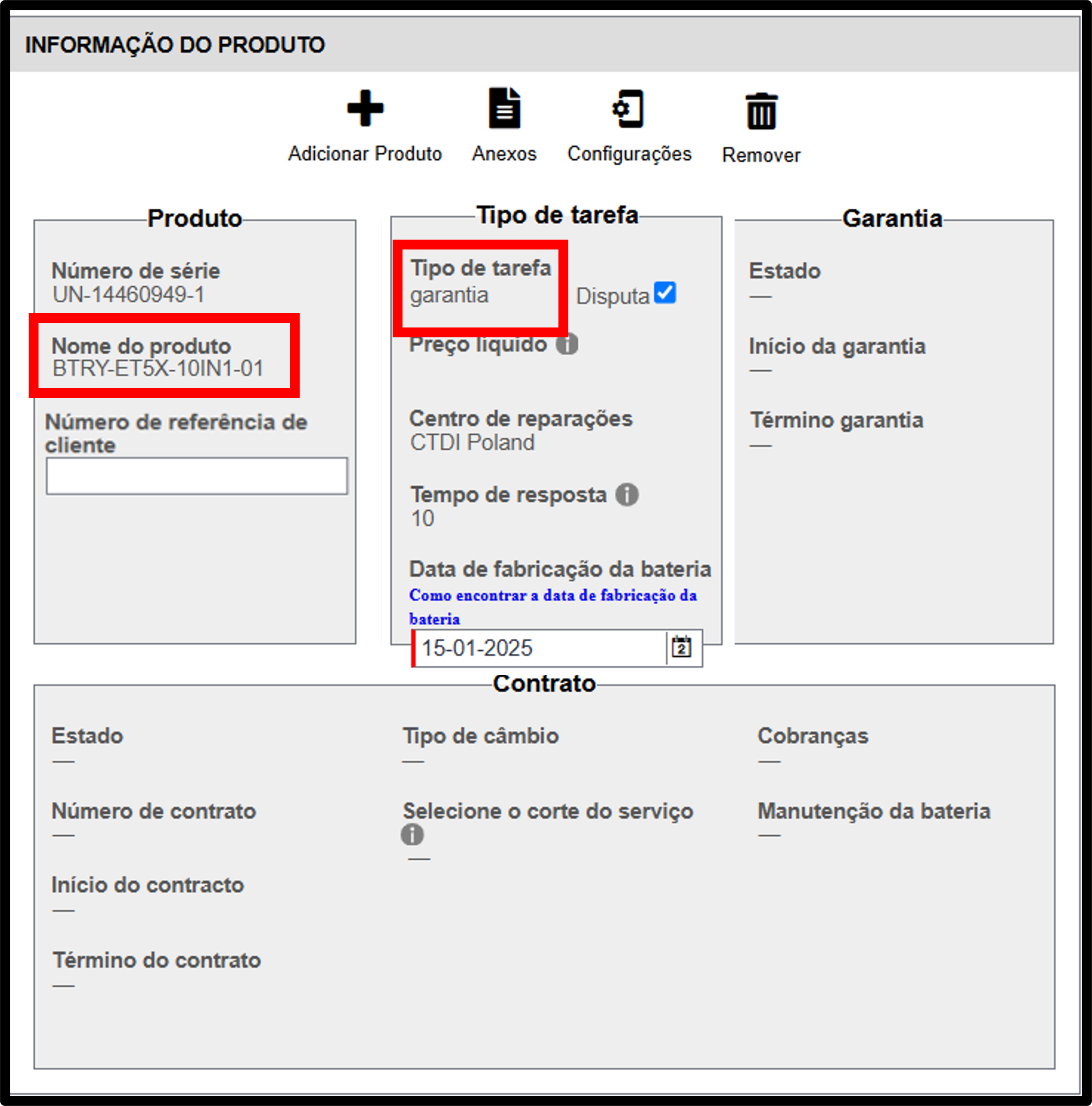 Captura de tela de reivindicação de garantia de bateria 7