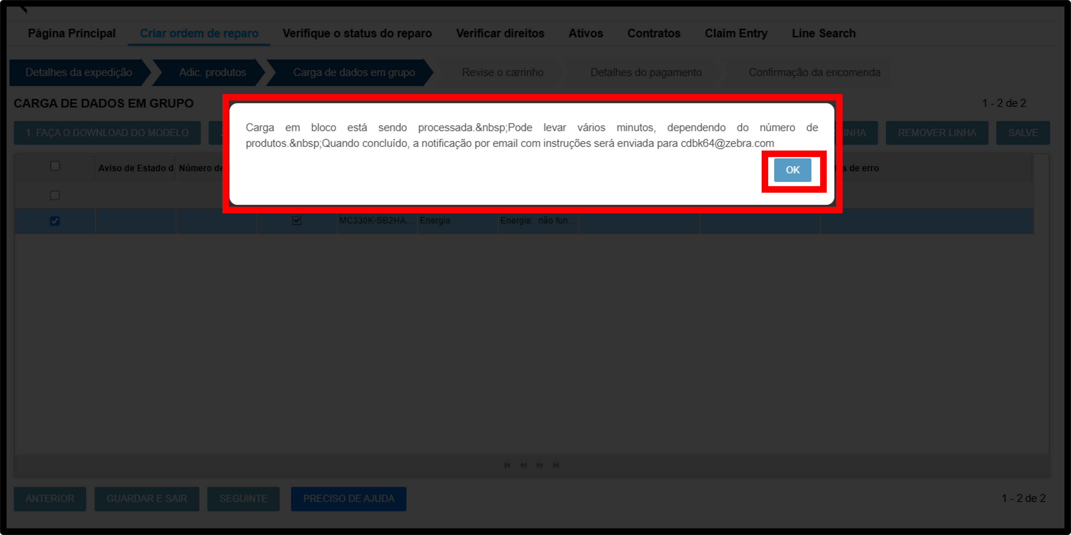 Captura de tela de upload em massa 8