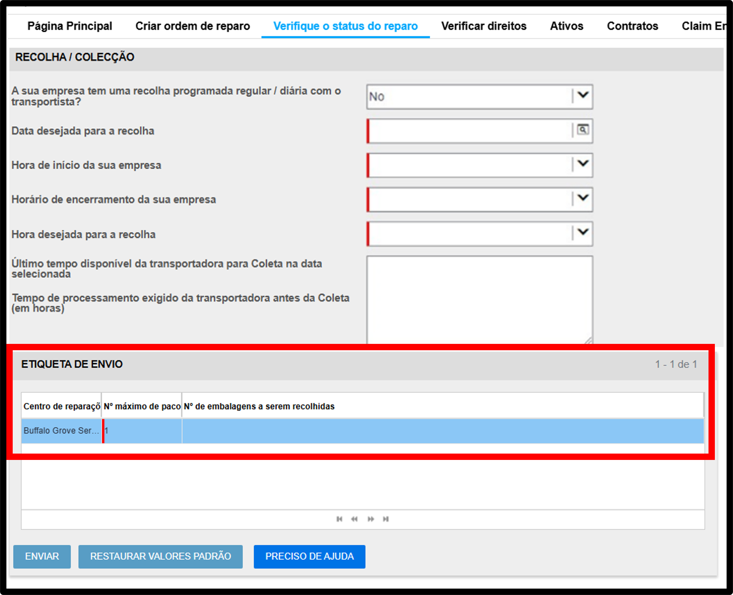 Captura de tela de geração de etiqueta de envio 13