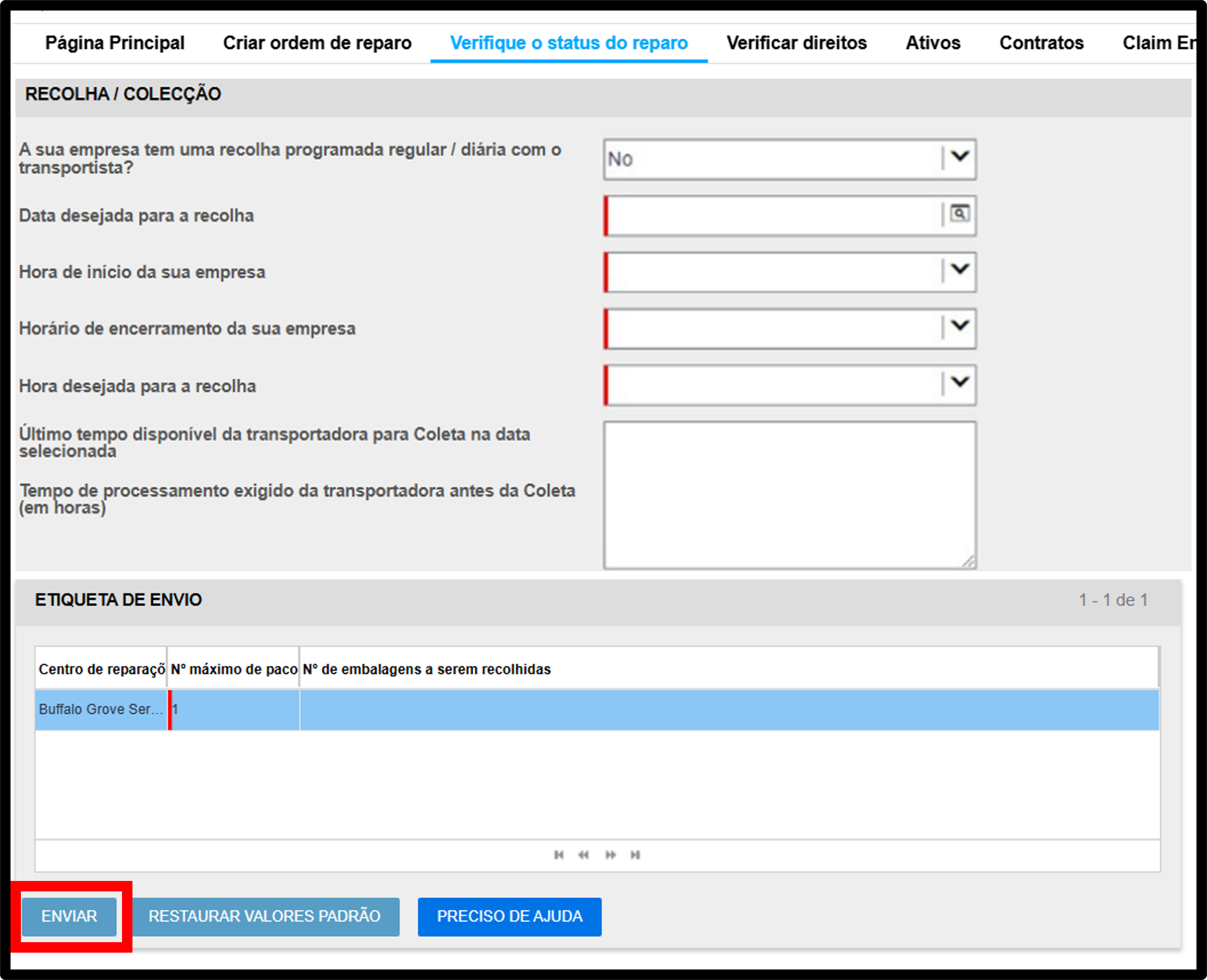 Captura de tela de geração de etiqueta de envio 14