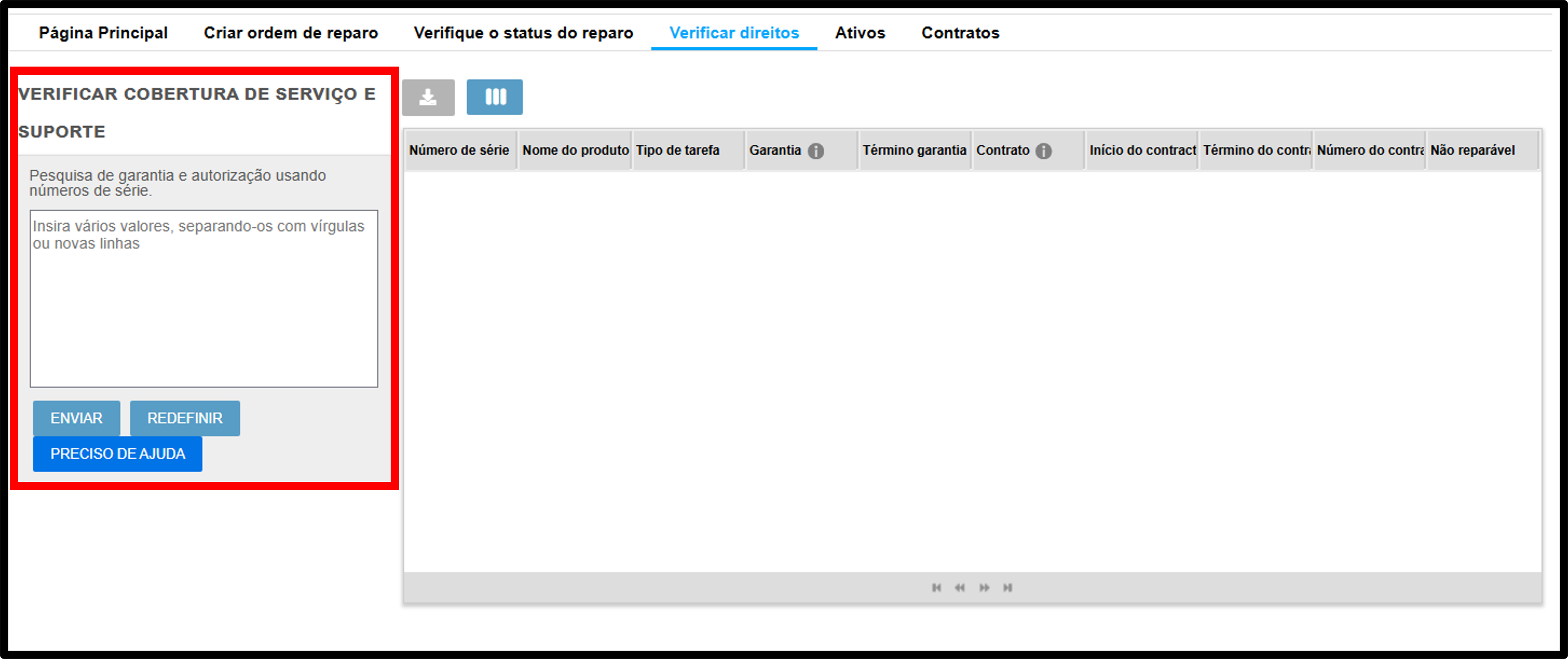 Captura de tela da introdução ao portal de reparo 11