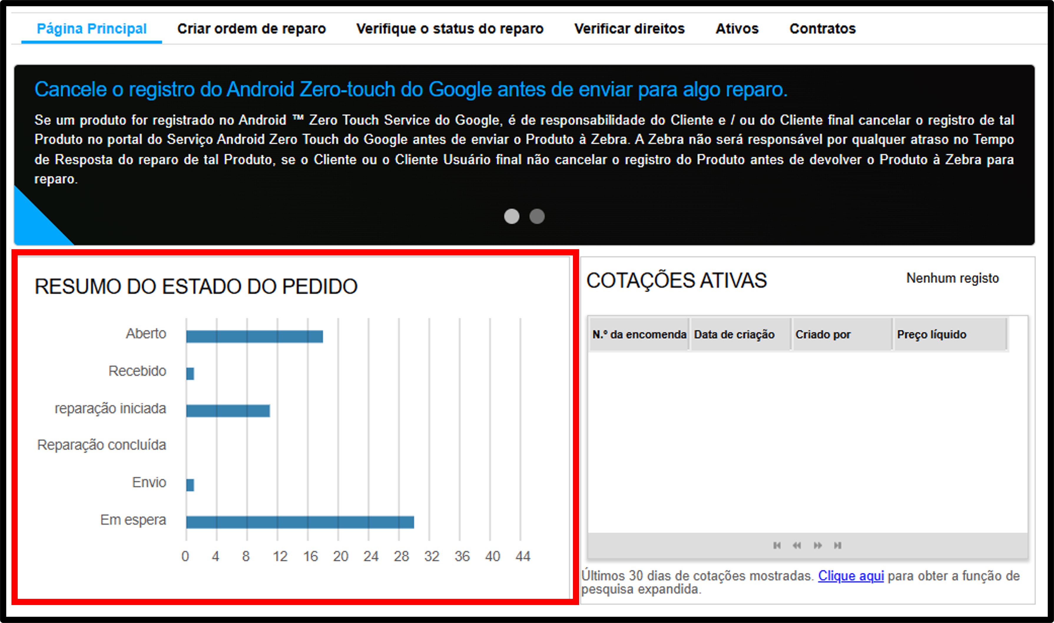Captura de tela da introdução ao portal de reparo 2