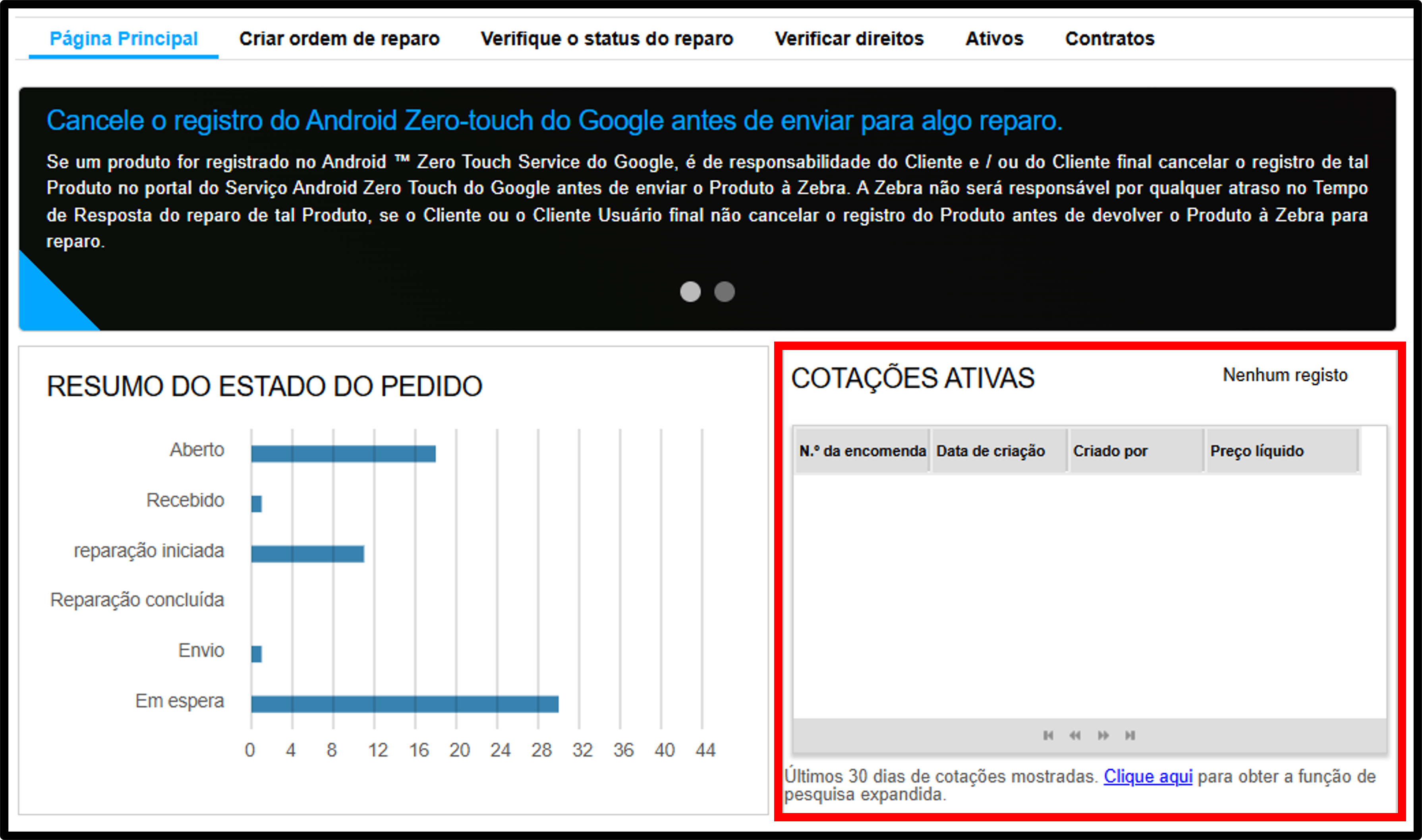 Captura de tela da introdução ao portal de reparo 3