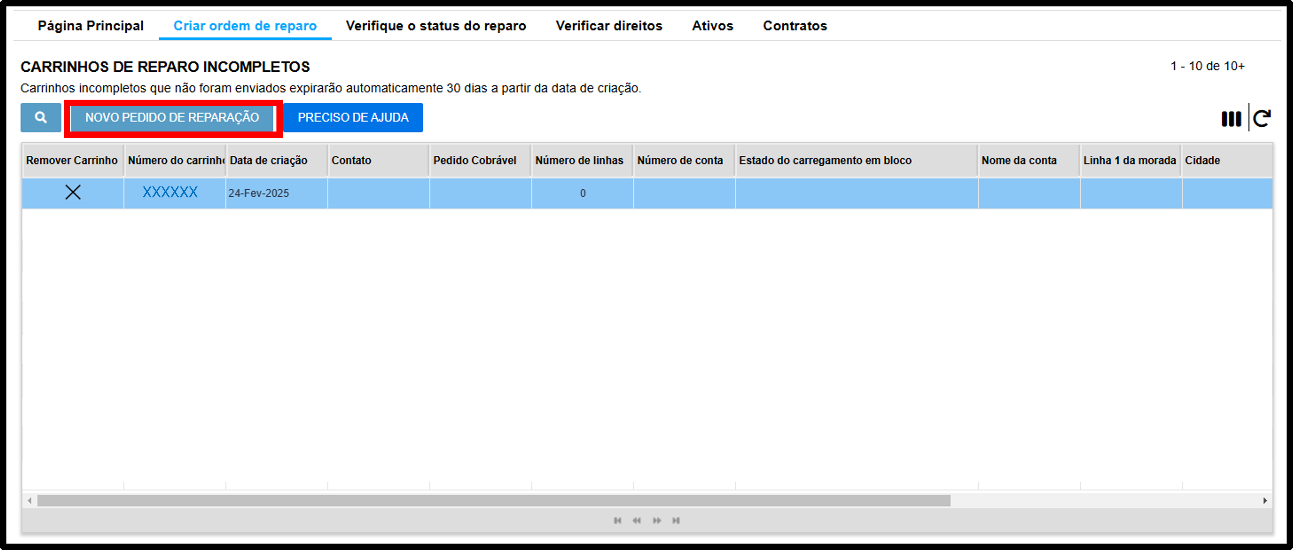 Captura de tela da introdução ao portal de reparo 5