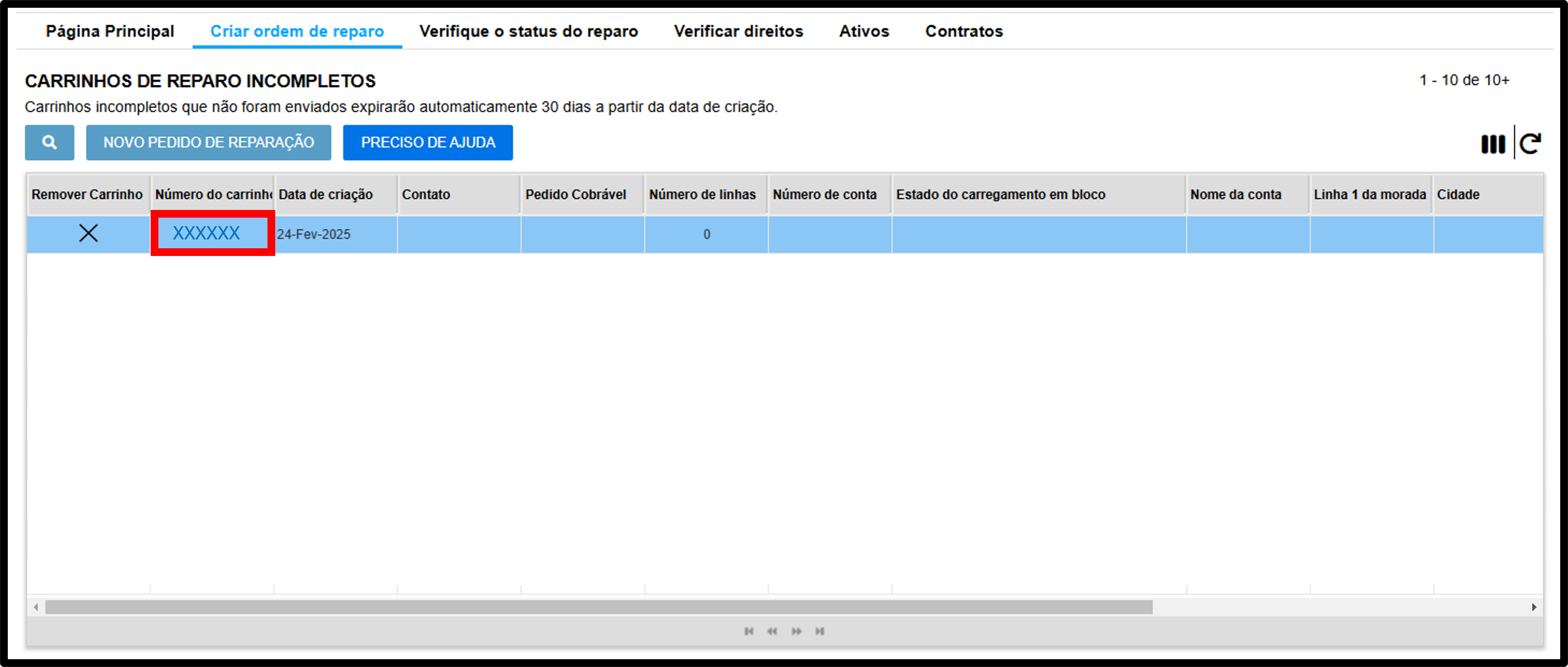 Captura de tela da introdução ao portal de reparo 6