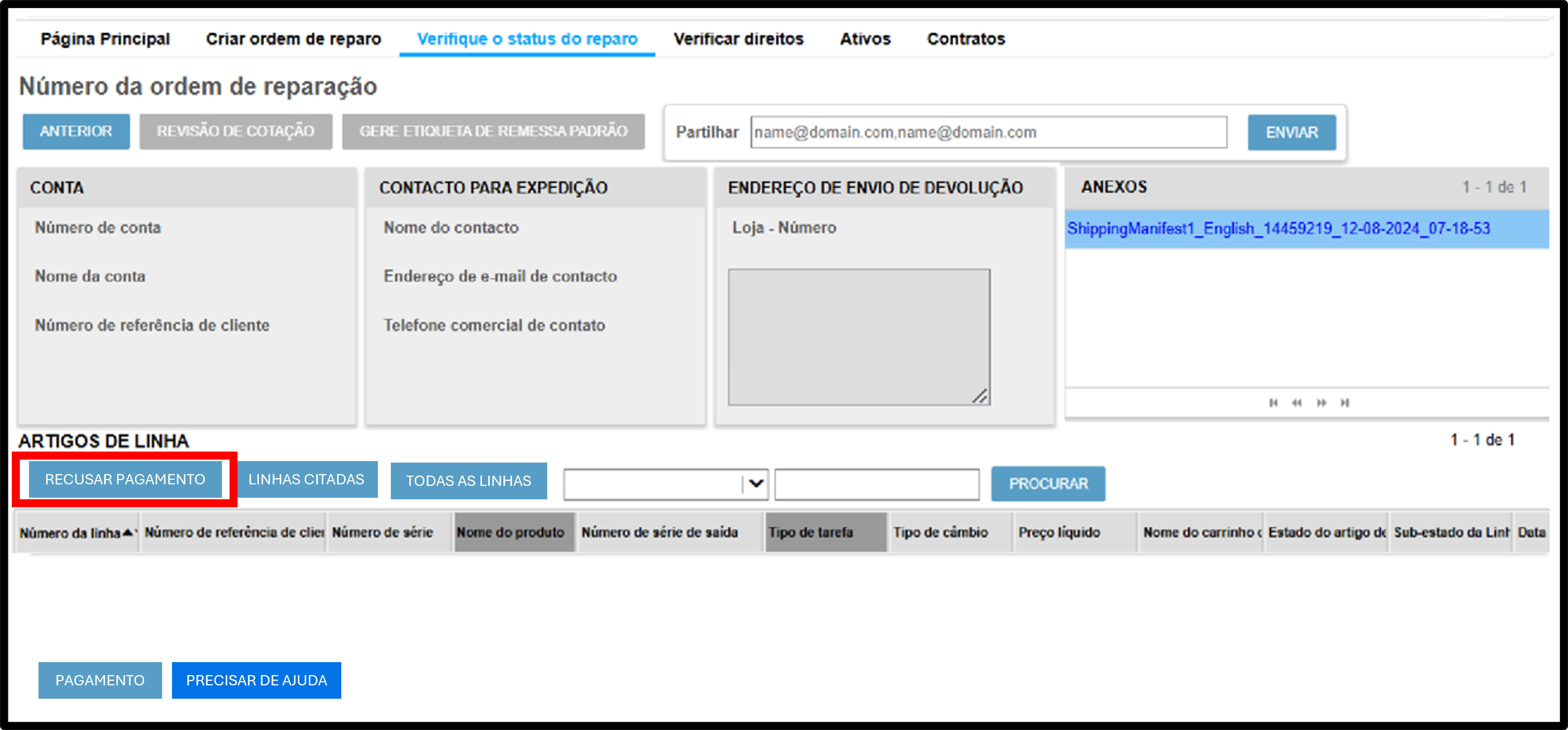 Captura de tela de gerenciamento de cotação 7