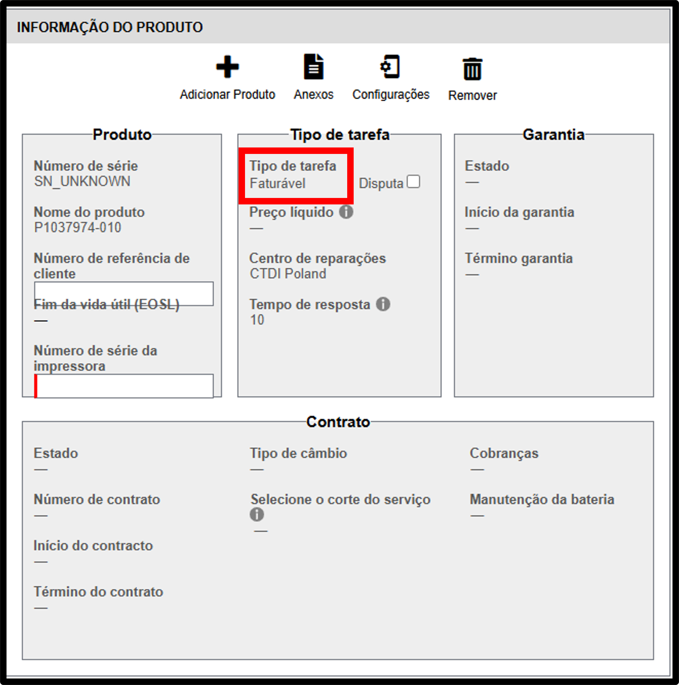 Captura de tela de reivindicação de garantia da impressora 8