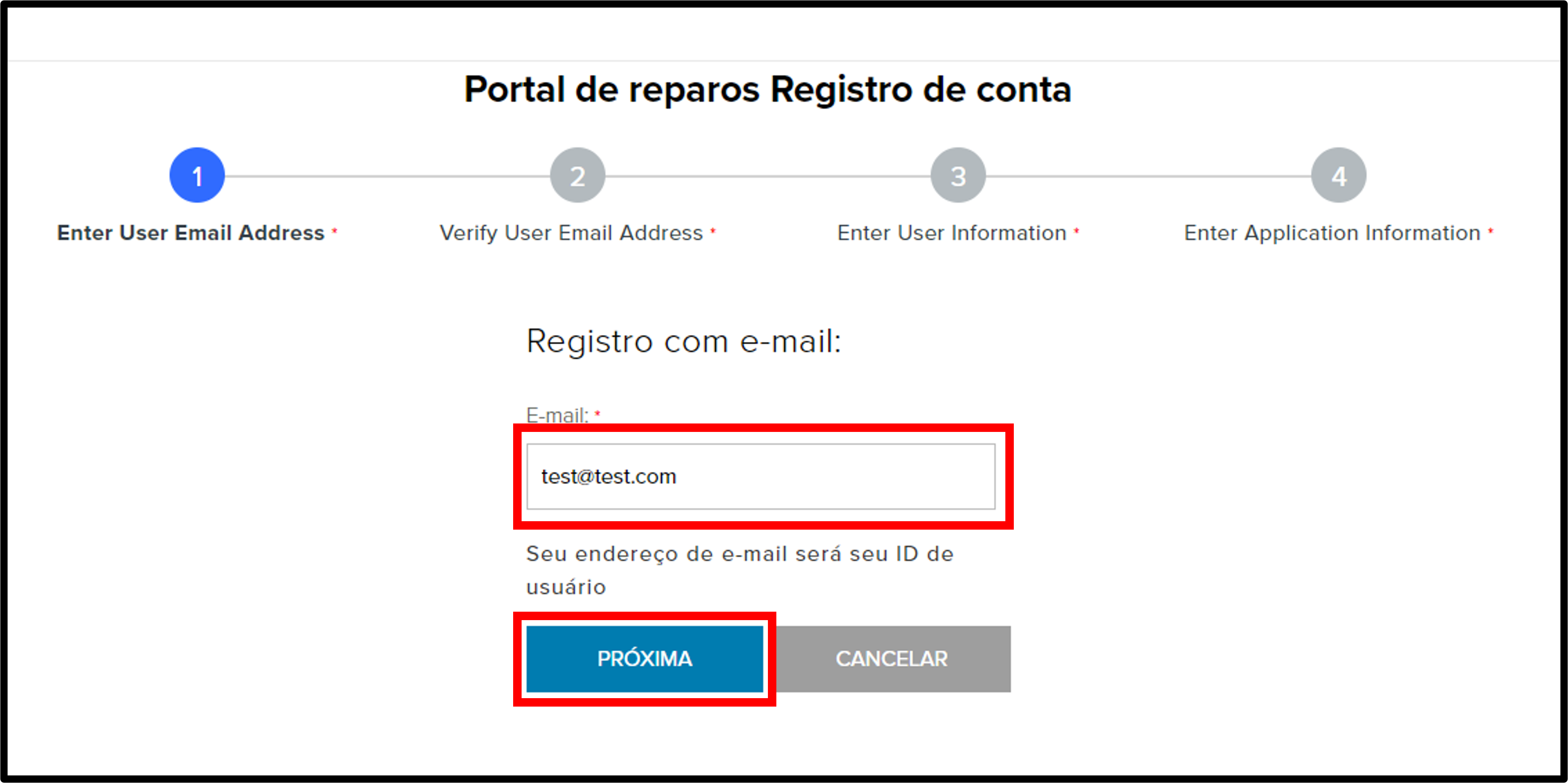 Captura de tela de registro para clientes 2