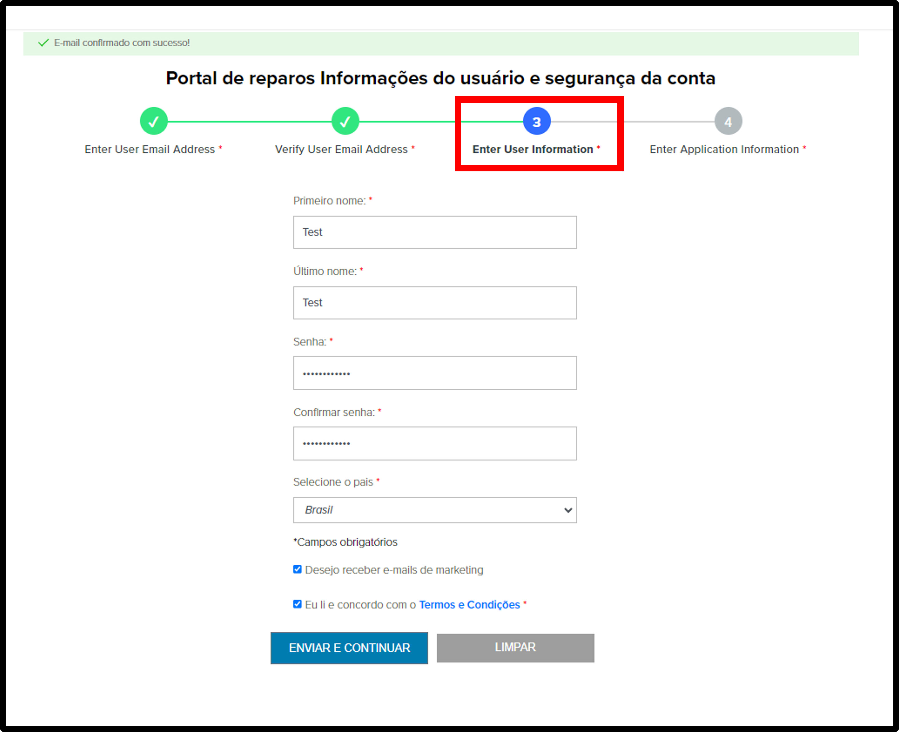 Captura de tela de registro para clientes 5