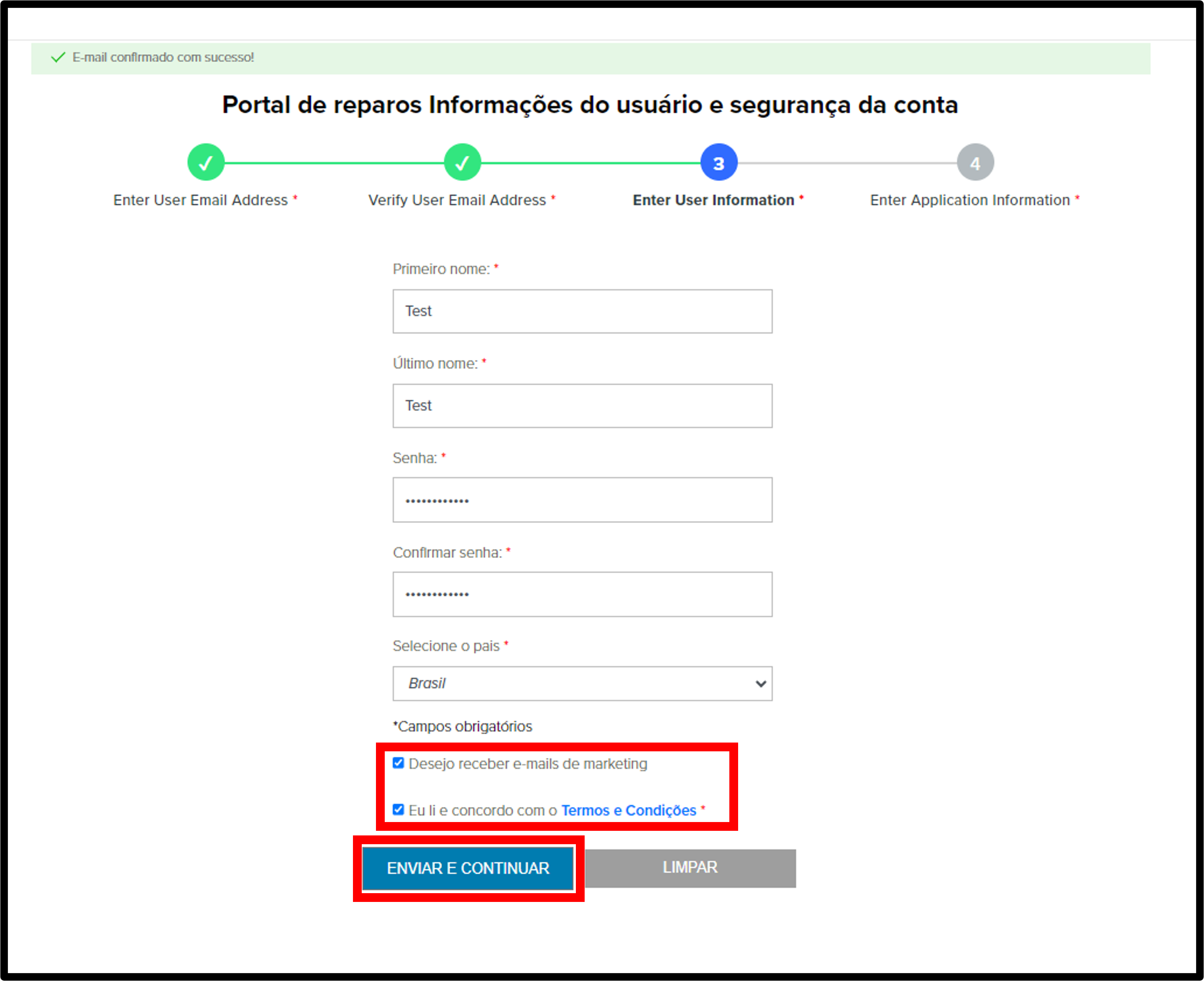 Captura de tela de registro para clientes 6