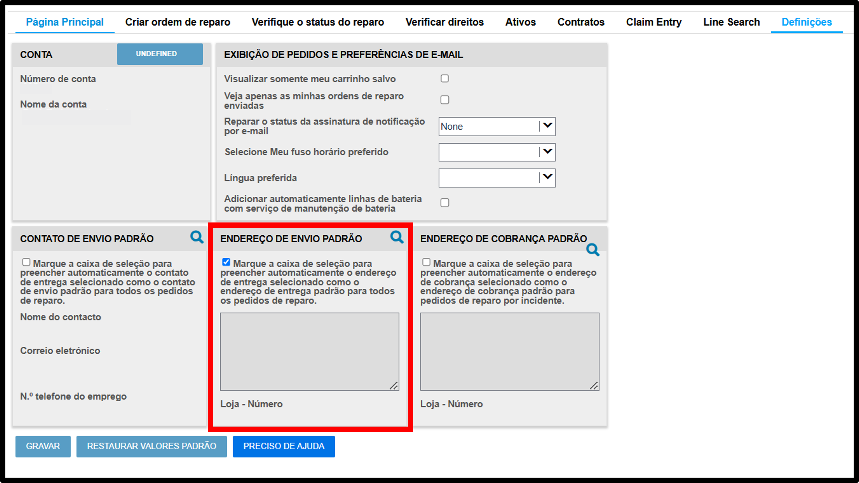 Captura de tela dos guias de reparo de configurações do usuário 10