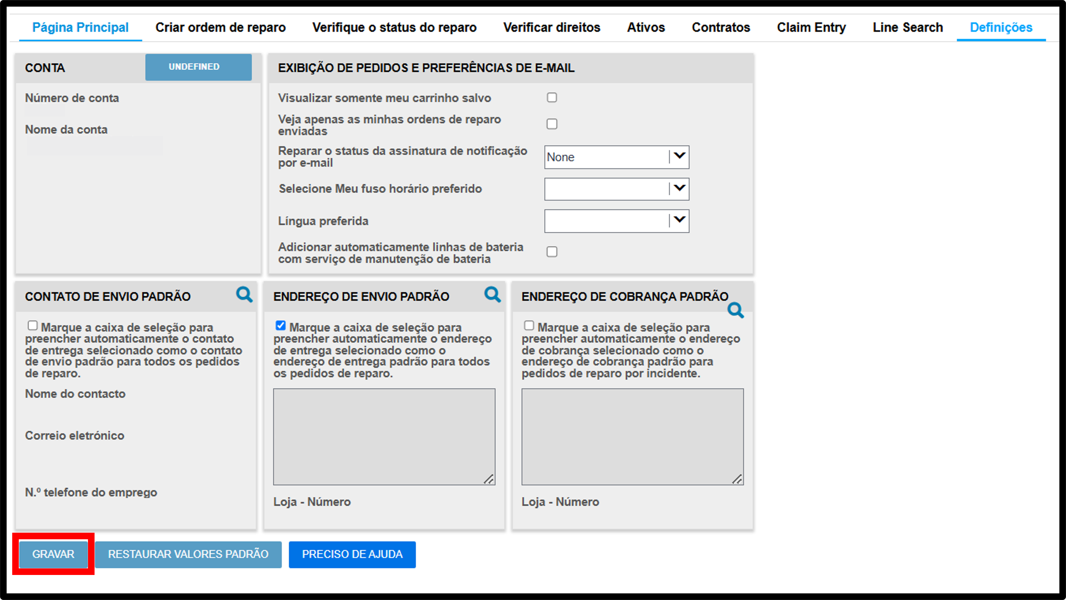 Captura de tela dos guias de reparo de configurações do usuário 12