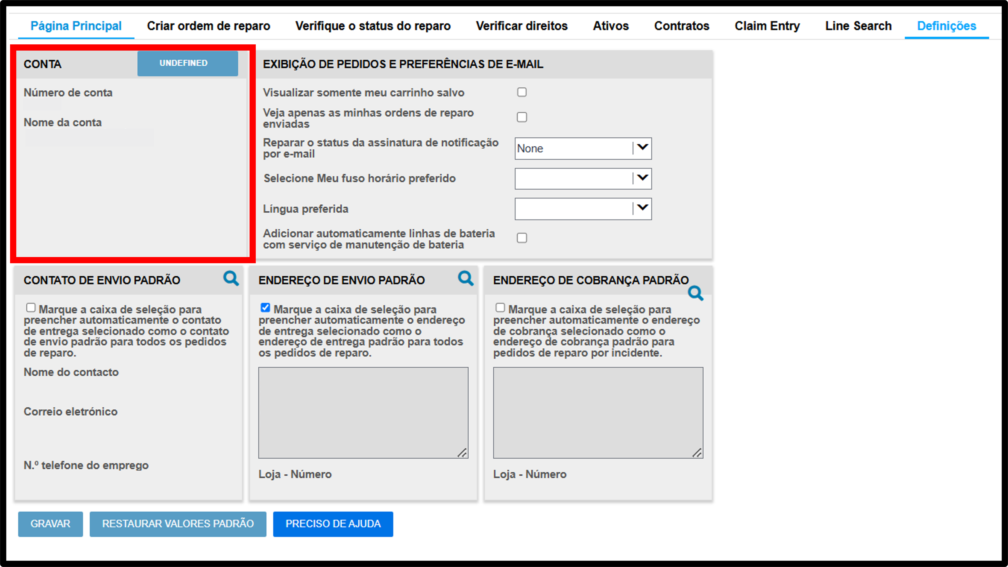 Captura de tela dos guias de reparo de configurações do usuário 2