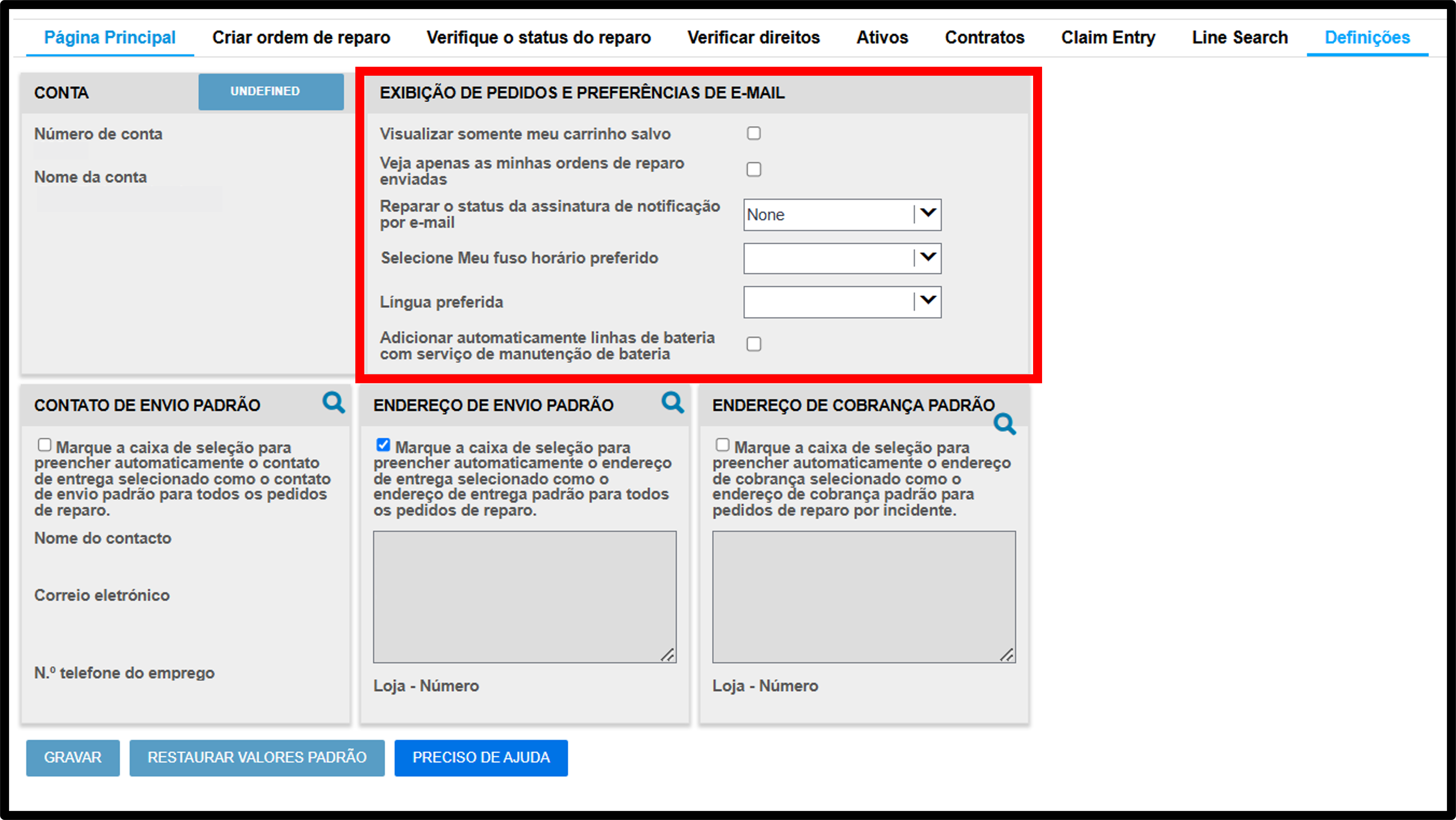 Captura de tela dos guias de reparo de configurações do usuário 4