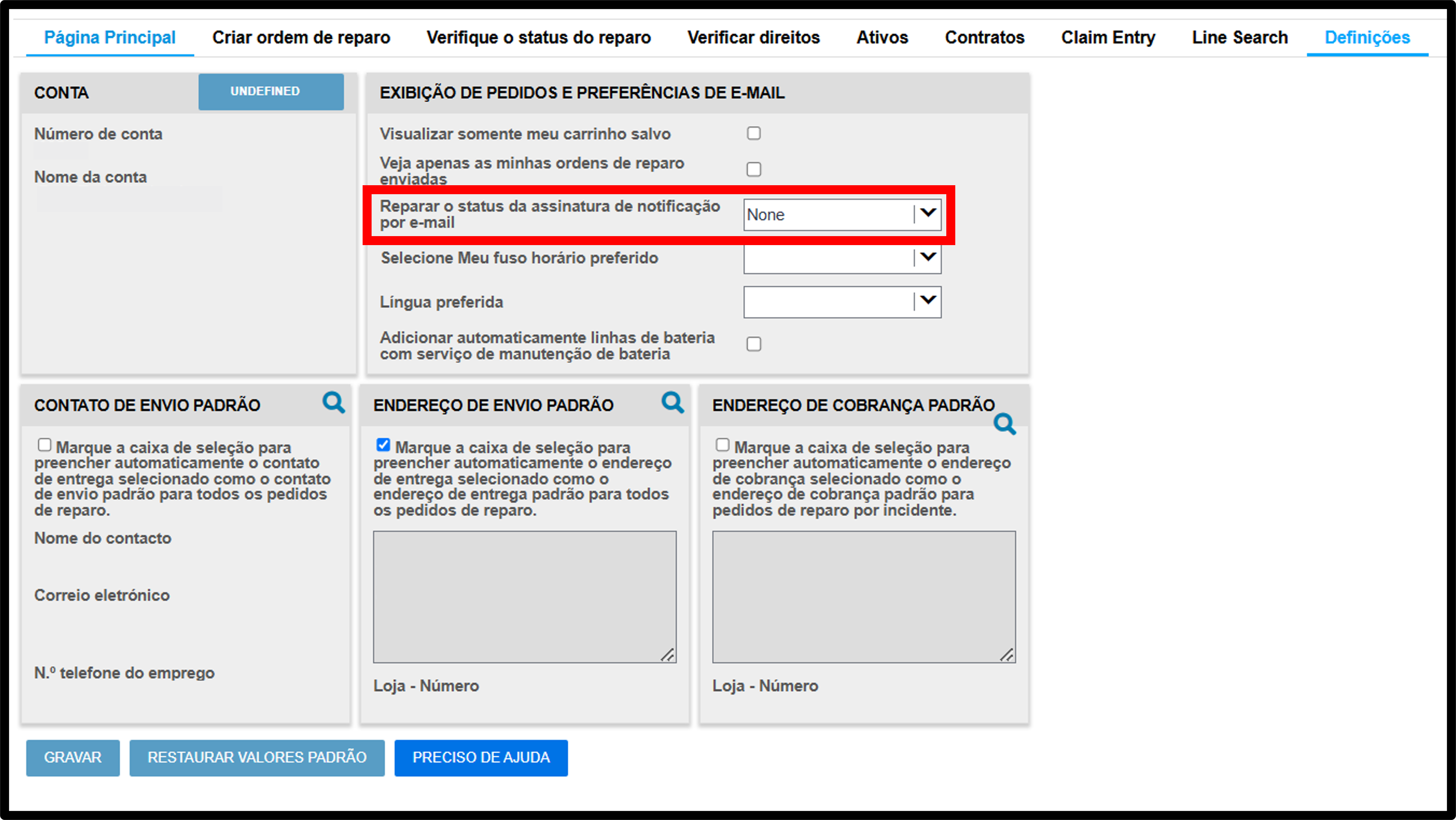 Captura de tela dos guias de reparo de configurações do usuário 6