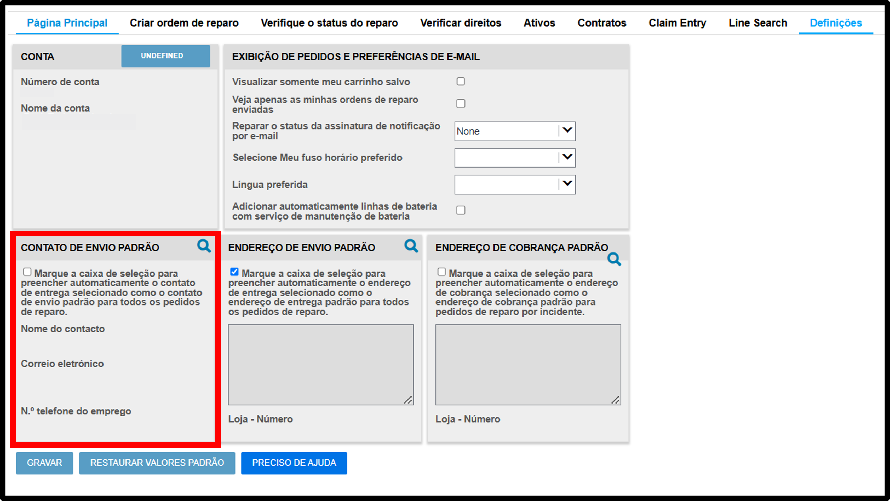 Captura de tela dos guias de reparo de configurações do usuário 9