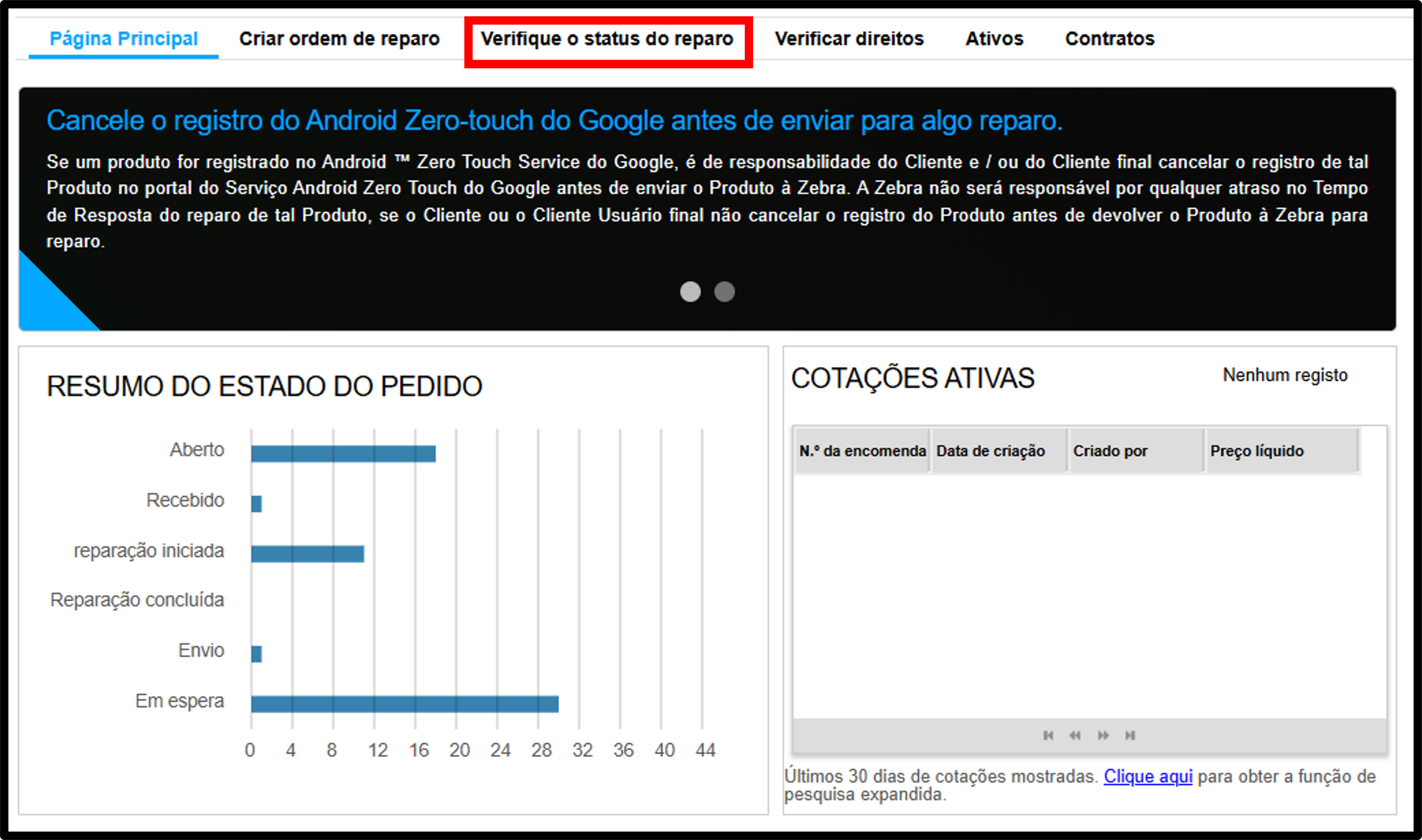Ver captura de tela com detalhes do reparo 1