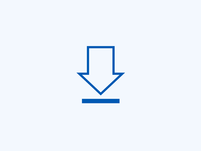 Ícone de download sobre plano de fundo azul