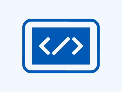 Icona intestazione software con sfondo blu