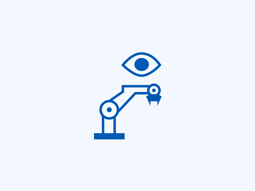 Industrial Machine Vision Icon Blue Background