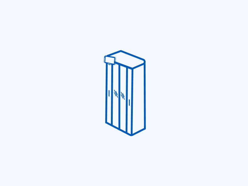 Intelligente Kabinette, Symbol auf blauem Hintergrund