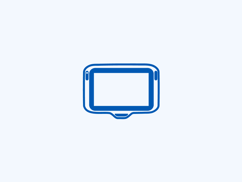 Пиктограмма "Интерактивные киоски" на голубом фоне