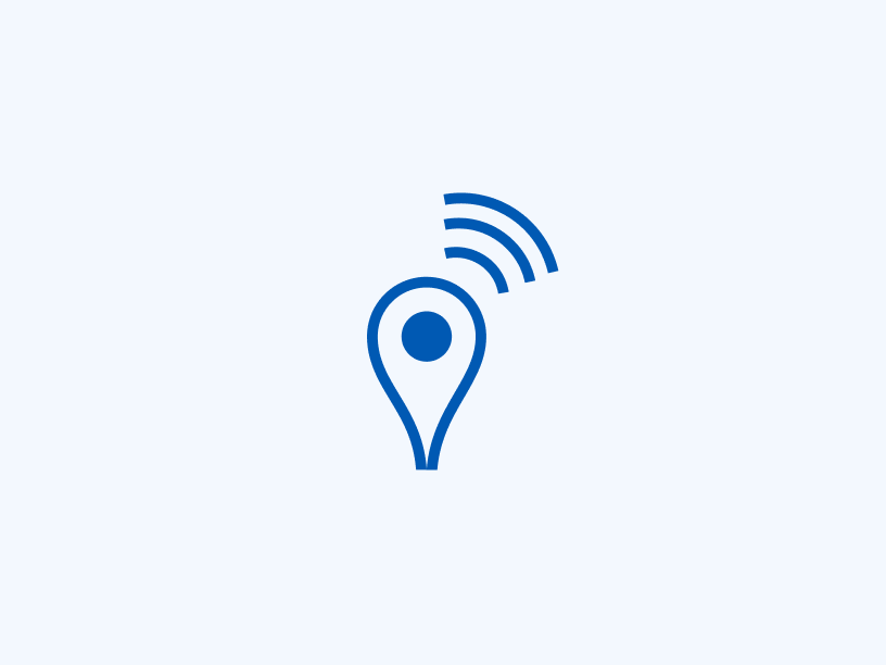 Icona delle tecnologie di geolocalizzazione con sfondo blu