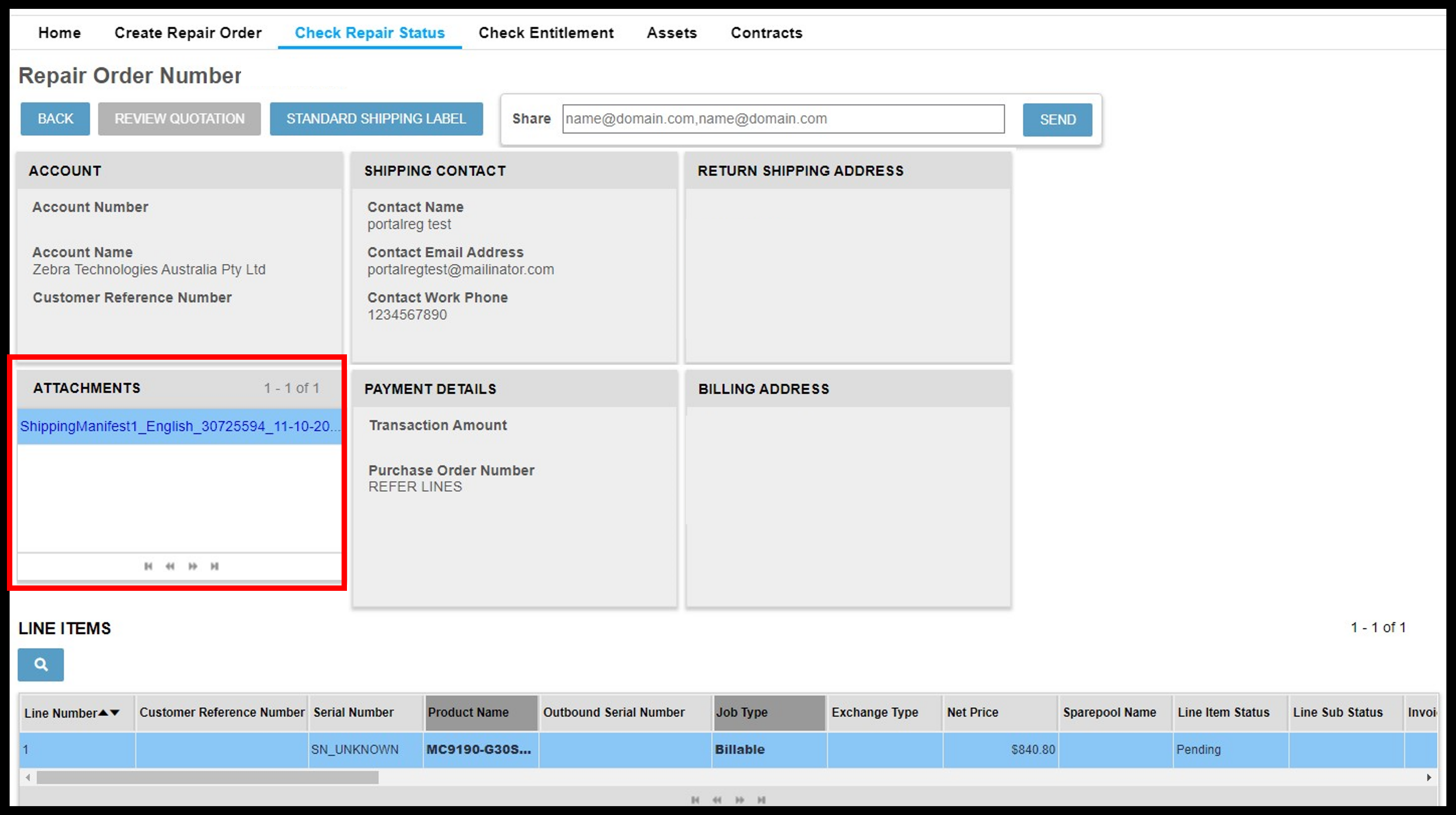 View Repair Details Screenshot 10