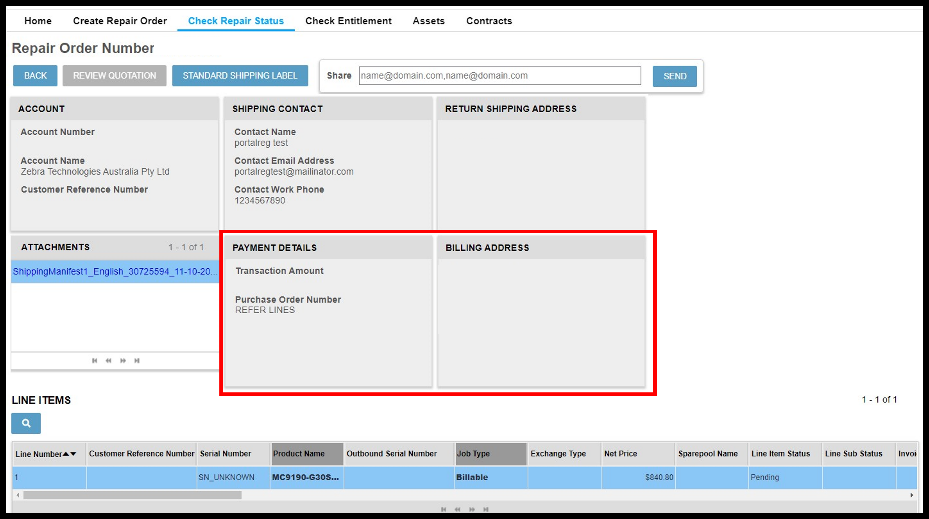 View Repair Details Screenshot 11