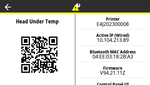 Head Under Temp Yellow Warning Screenshot