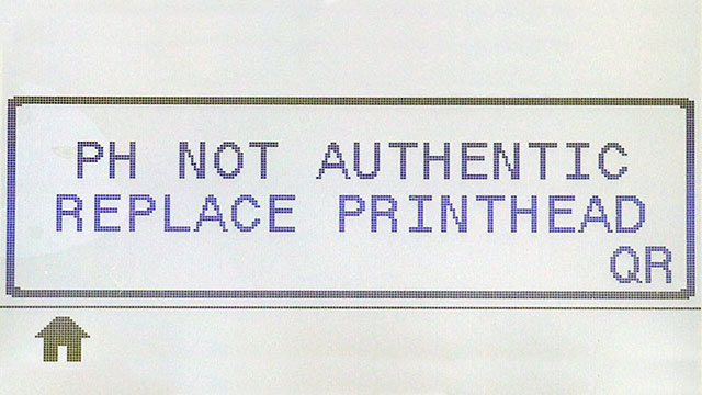 PH Not Authentic Replace Printhead