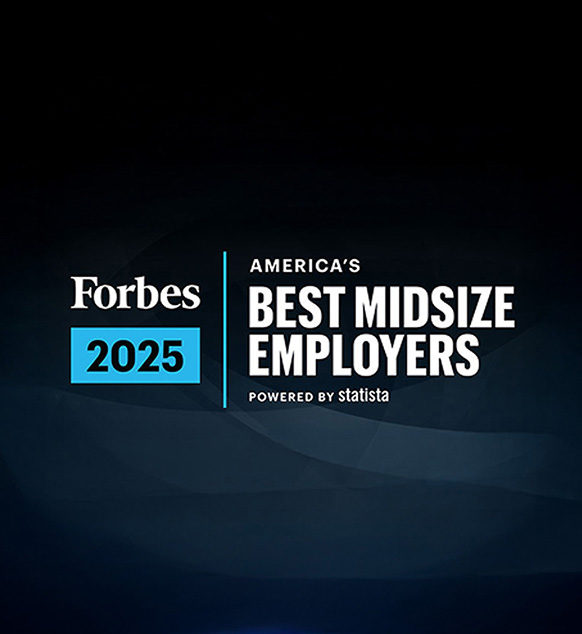 Zebra Forbes 2025 America's Best Midsize Employers powered by Statista on blue background