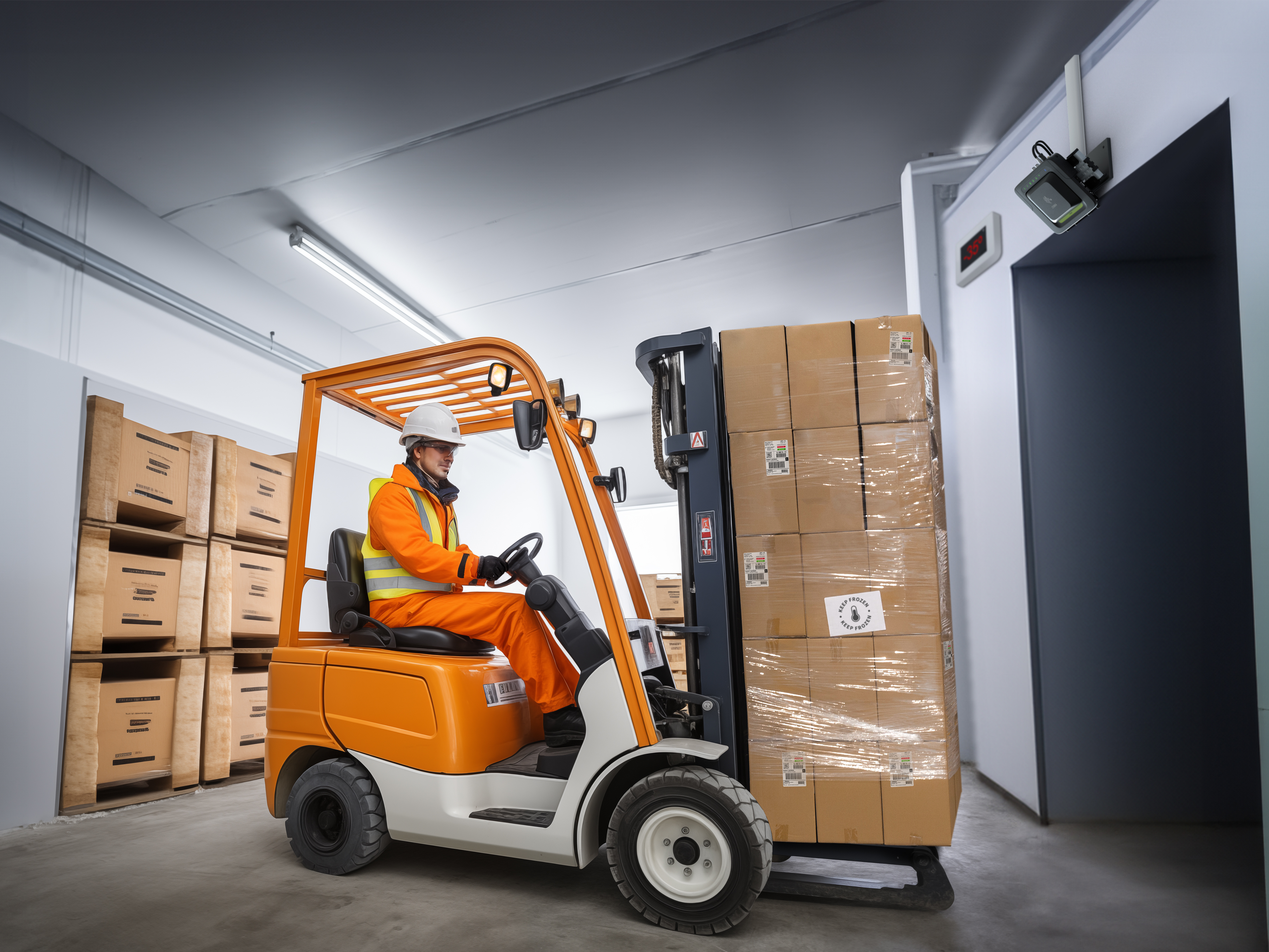 Warehouse photography application fxr90 rfid cold chain forklift above door