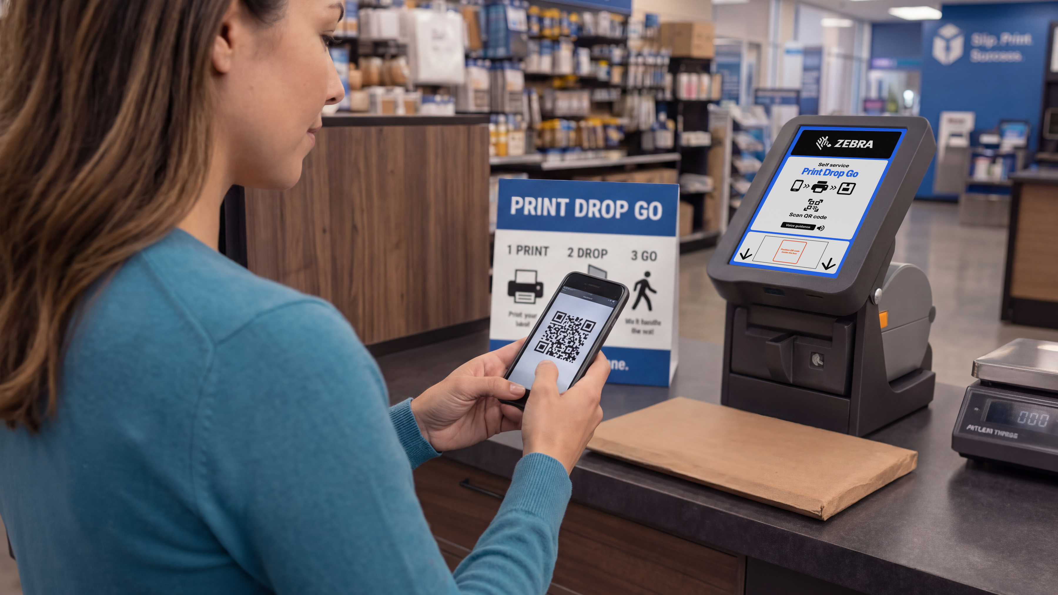 Retail photography lifestyle Print Drop Go digital display partial self serve with associate handoff