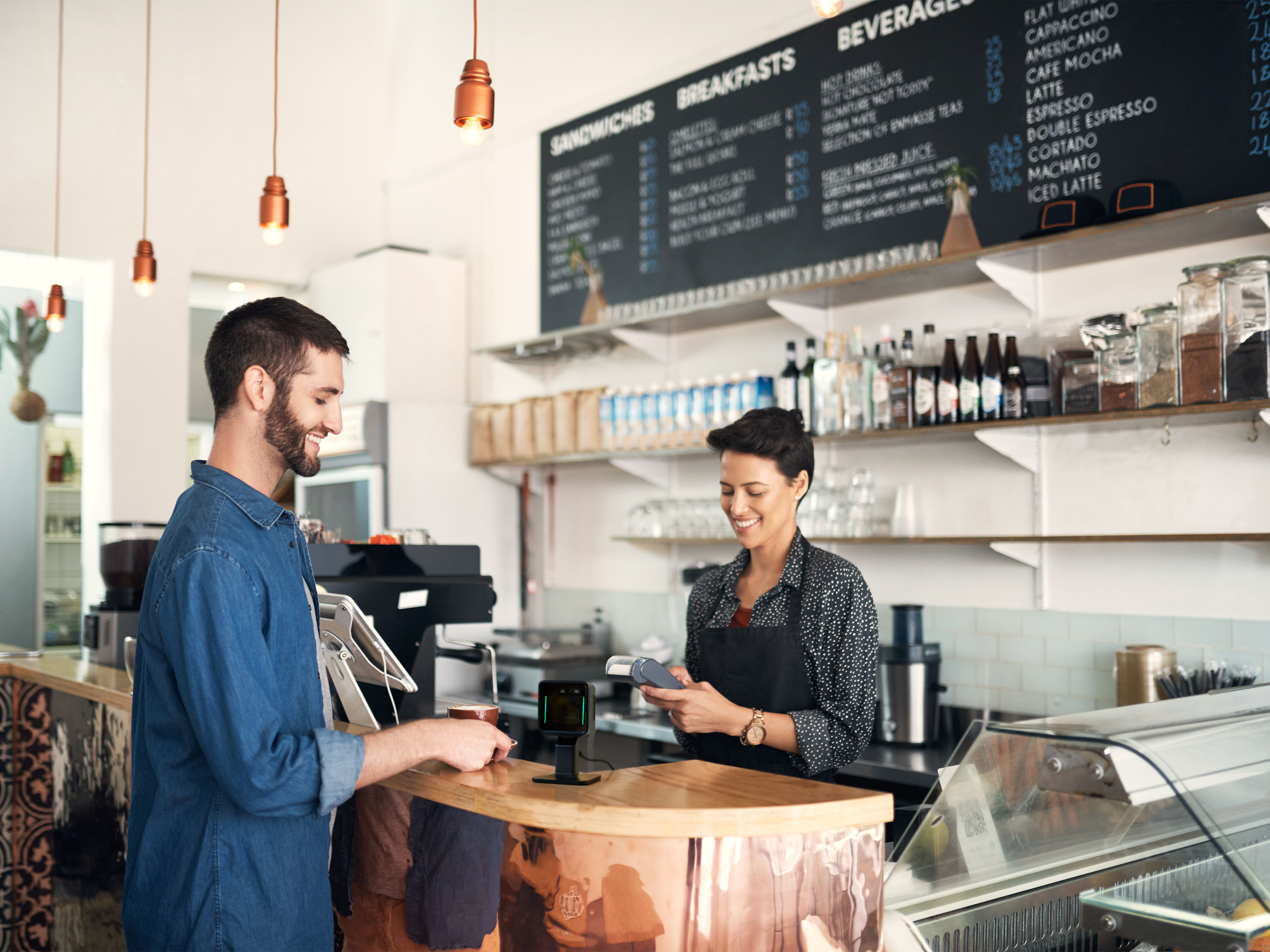 SP20 single plane barcode scanner quick service restaurant application