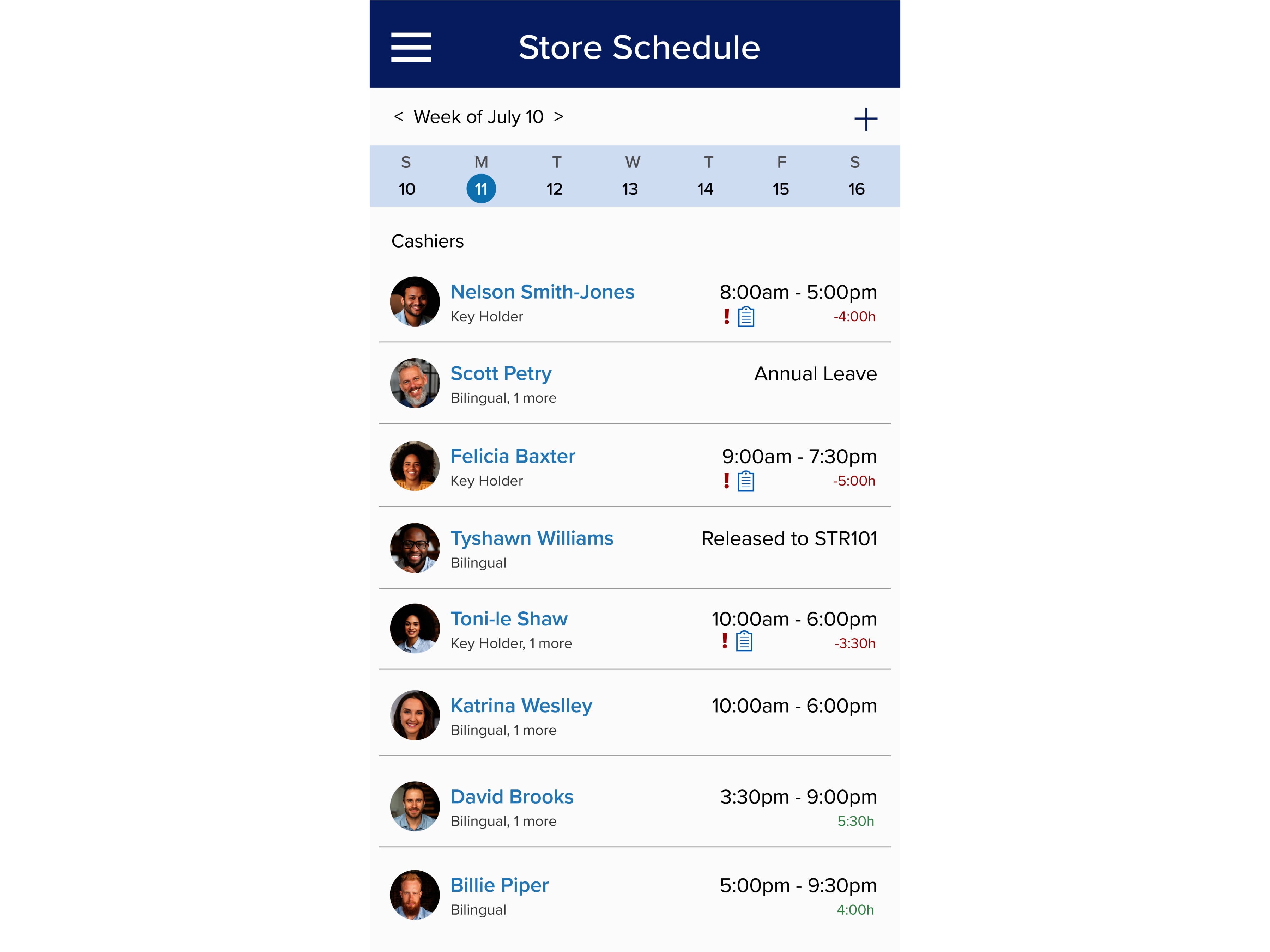 Workforce Scheduler Store Schedule Screenshot, 4x3, 3600