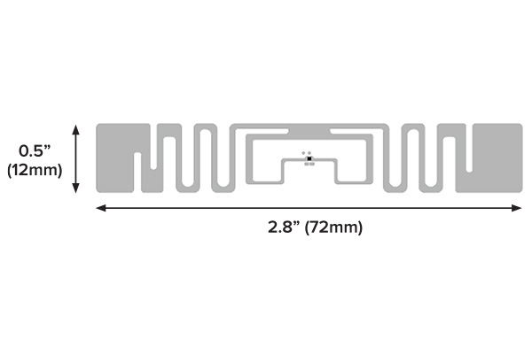 Ficha do produto nas especificações do inlay de RFID BoingTech™ BT0573 U9