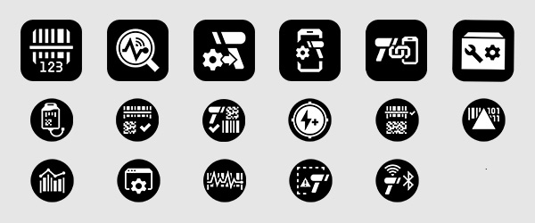DS3600-DP Ultra-Rugged Scanner DNA Mobility Icons:  123Scan, Blood Bag Parse+, Label Parse+, Multi-code Data Formatting, PowerPrecision+,  Preferred Symbol, PRZM Intelligent Imaging, Remote Diagnostics, Remote Management, Scanner Control Application, ScanSpeed Analytics, Scan-to-Connect, Software Development Kit, UDI Scan+, Virtual Tether, Wi-Fi Friendly Mode, Simple Setup Experience
