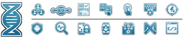Iconos de Mobility DNA, icono de Workforce Connect, icono de SmartDEX, icono de Simulscan, icono de All-Touch Terminal, icono de Swipe Assist, icono de Enterprise Keyboard, icono de Powerprecision, icono de LifeGuard for Android, icono de Device Diagnostics, icono de Enterprise Home, icono de StageNow, icono de Enterprise Mobility Development, icono de Mobility Extensions, icono de Enterprise Browser