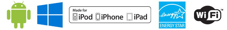 Android, Windows, Apple, Energy Star and WiFi compatible icons