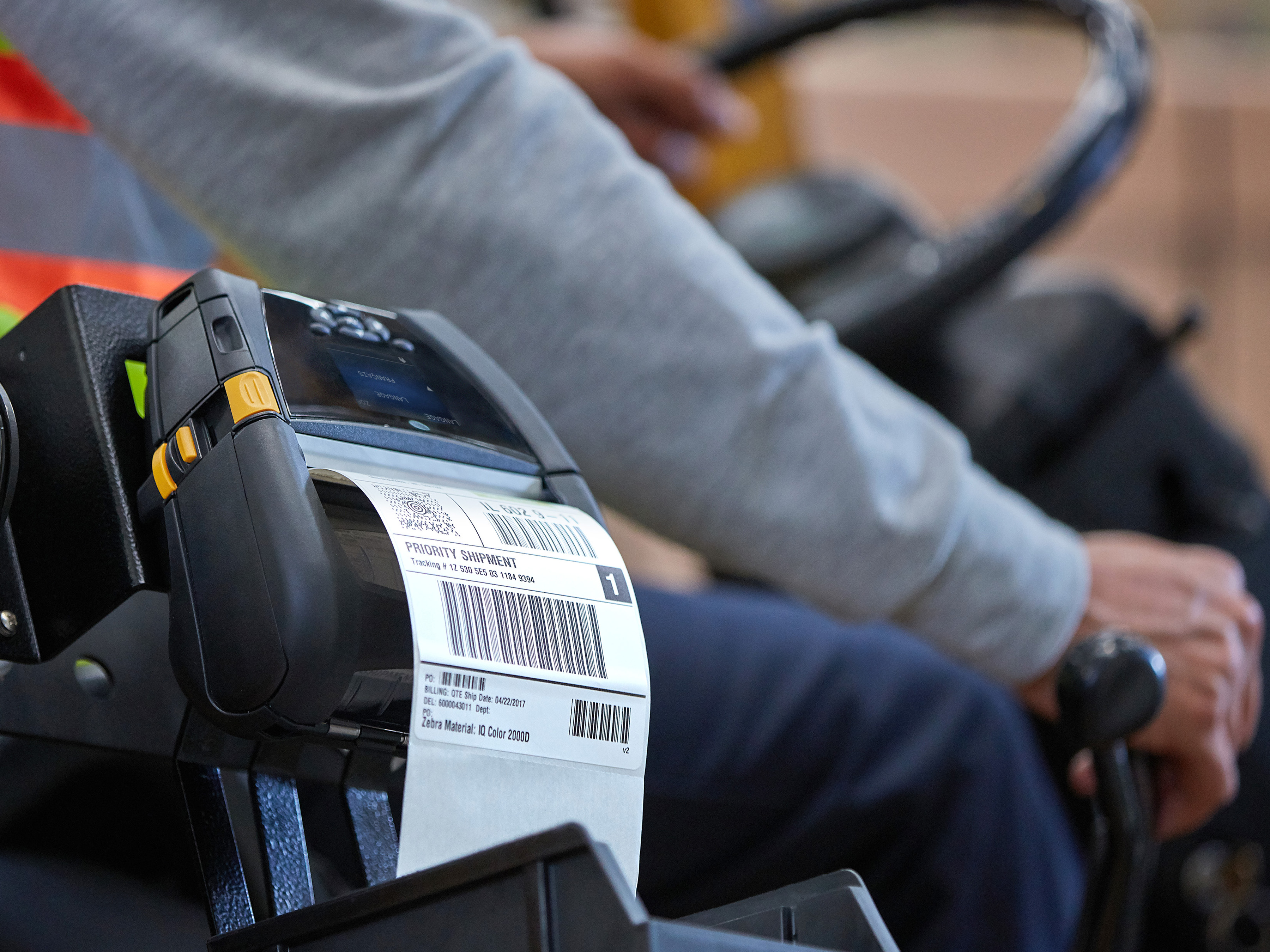 Zebra mobile printer mounted on a vehicle prints a shipping label on the go