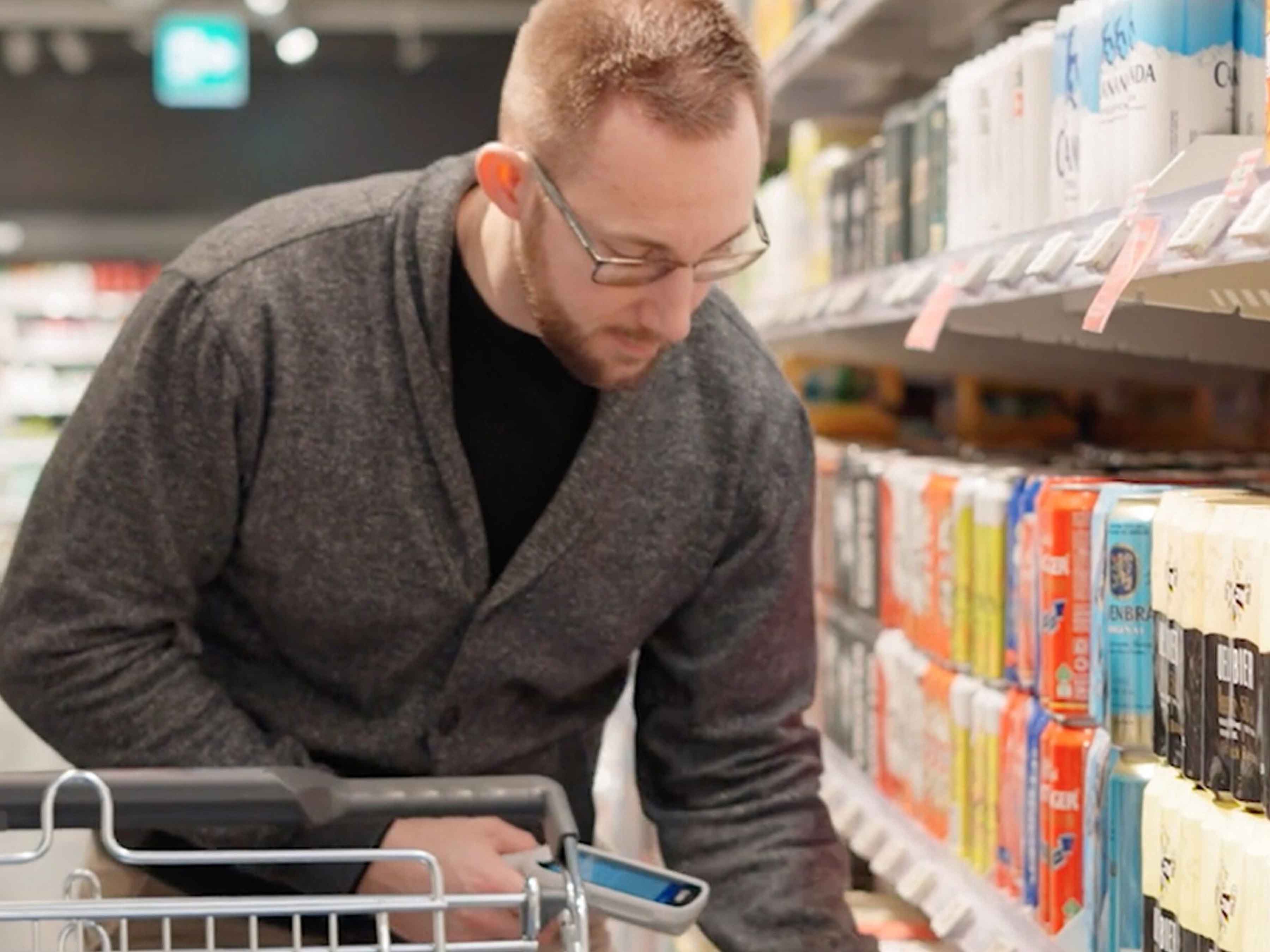 Customer at Coop Switzerland supermarket