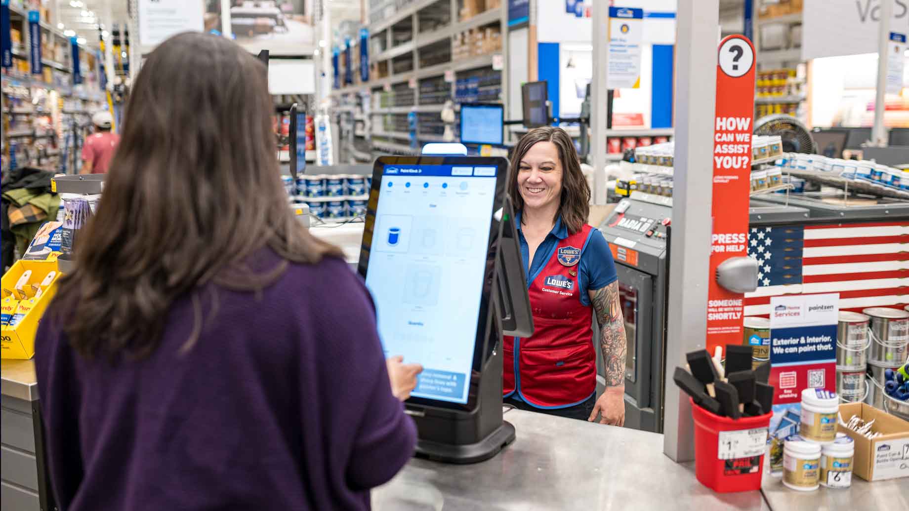 Paint desk at Lowe's with Zebra's Kiosk