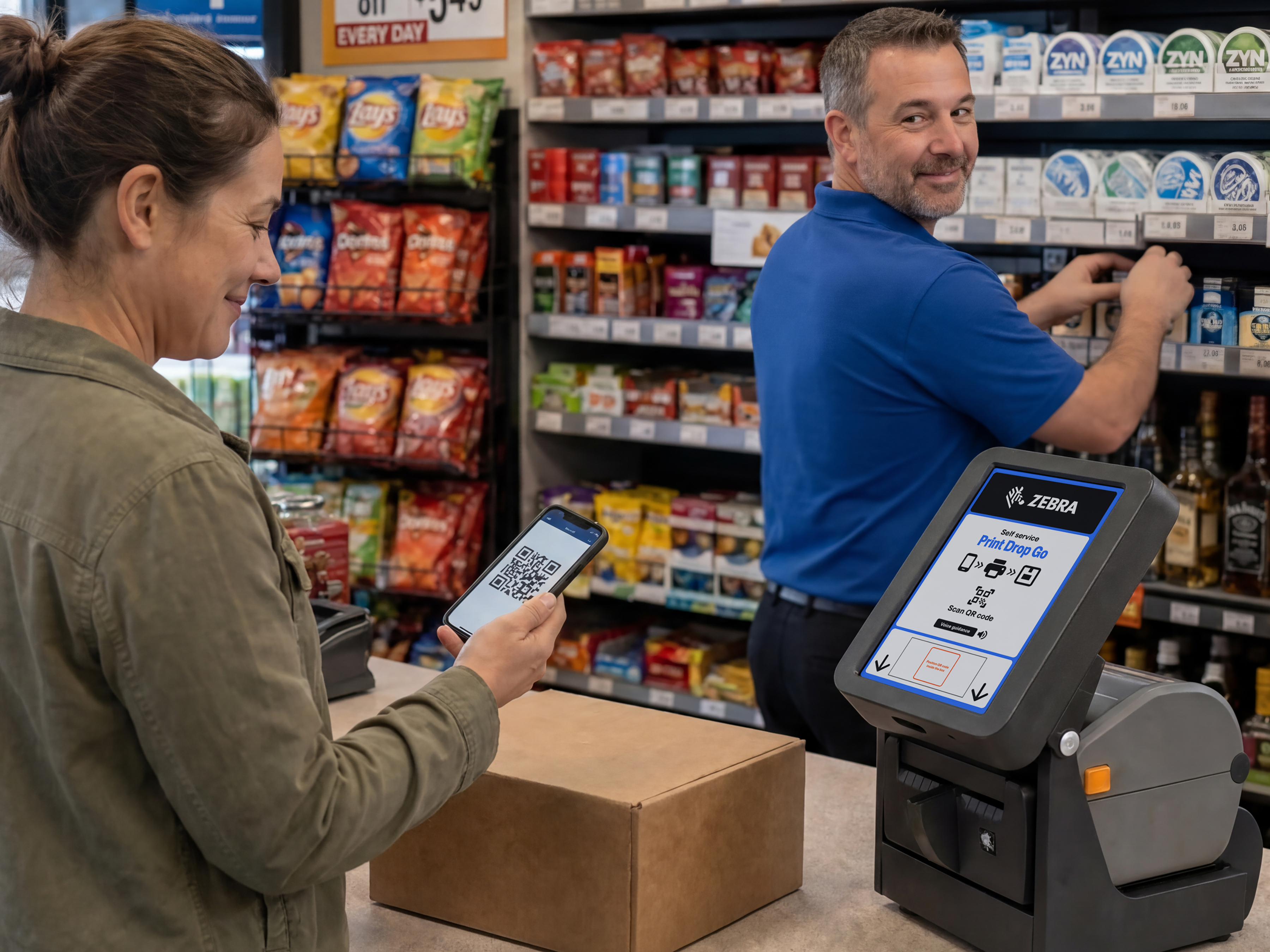 Retail photography lifestyle Print Drop Go digital display partial self serve with associate handoff