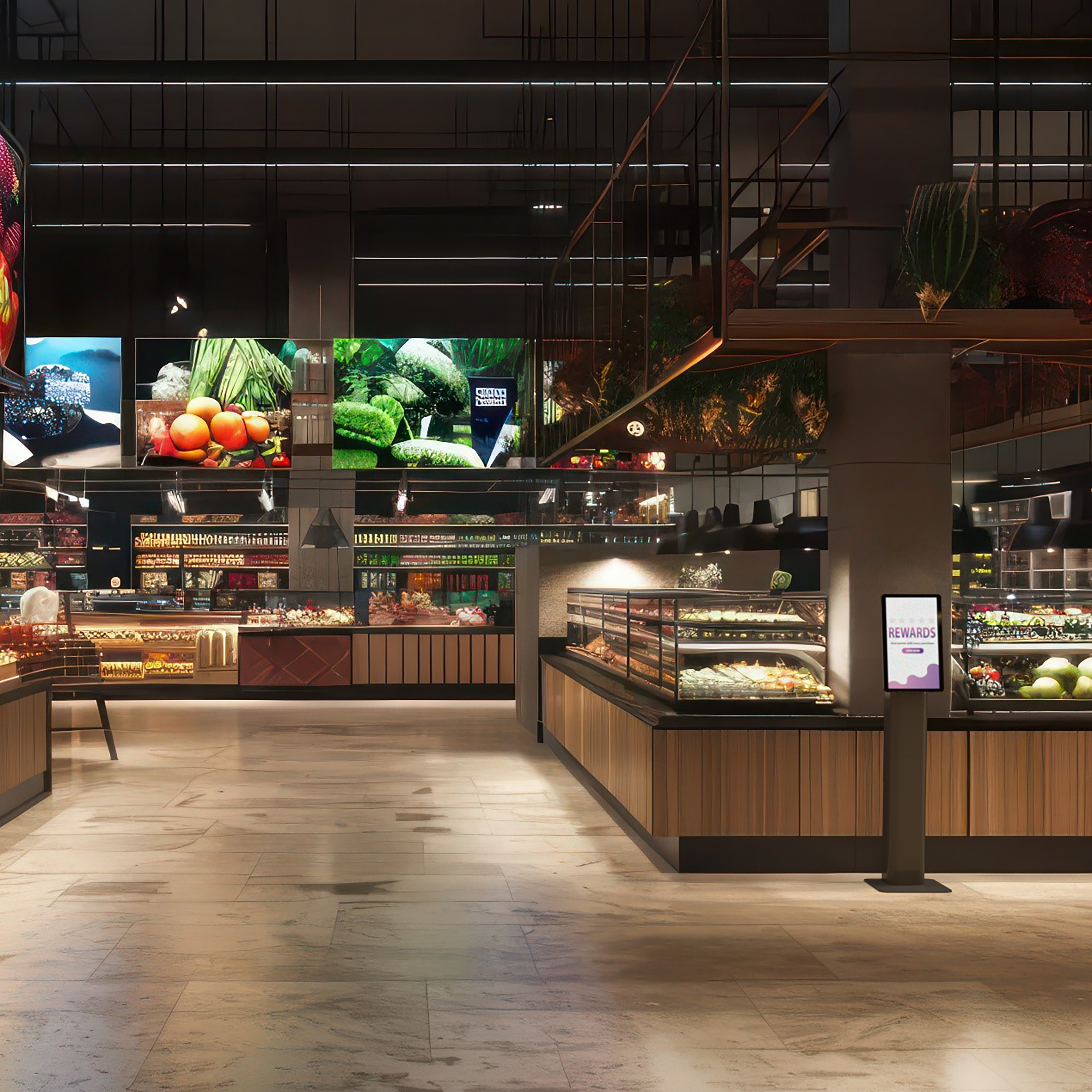 A 3D Render of the Henly Kiosk KC50 22 on a Floor Stand with a Scanner with a Shadow