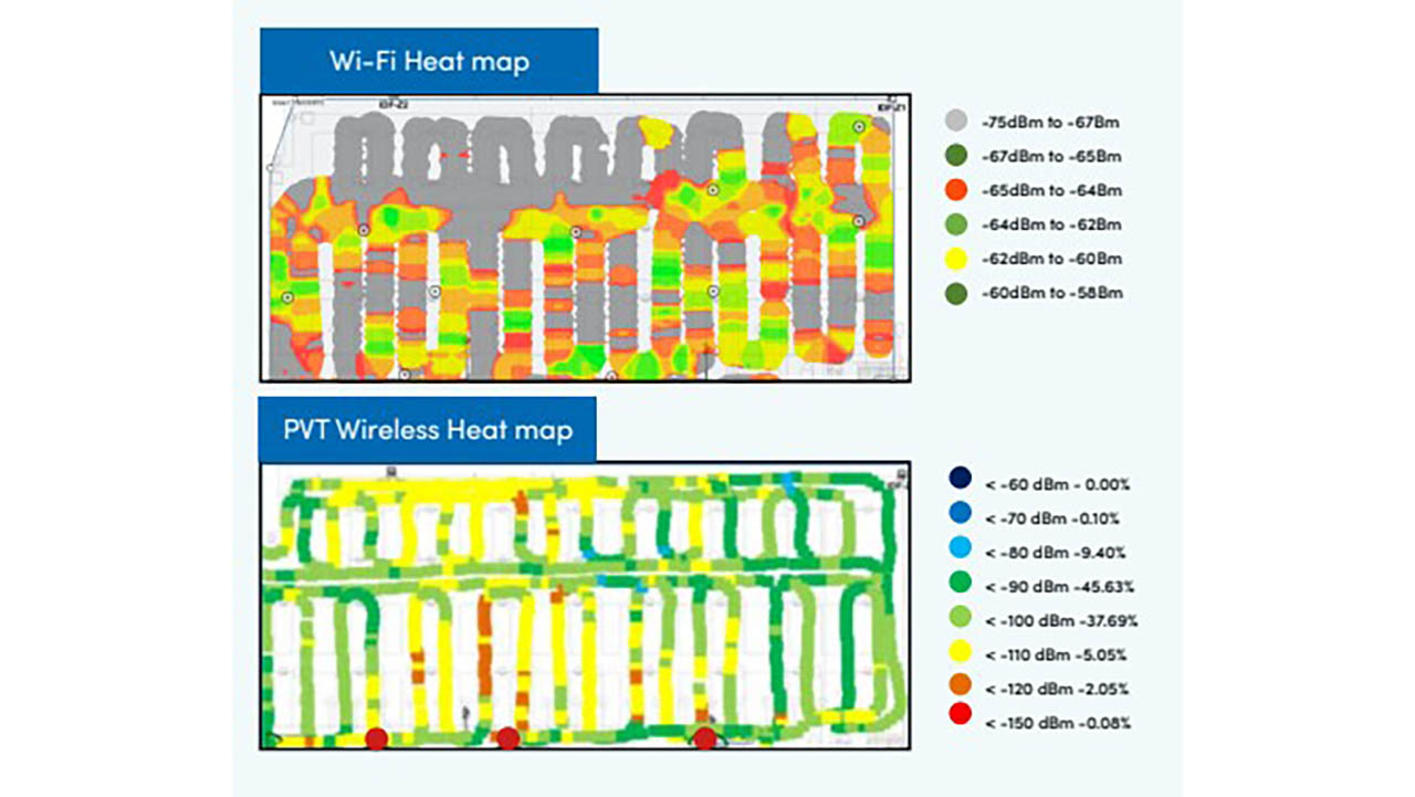 A heat map of private wireless vs Wi-Fi