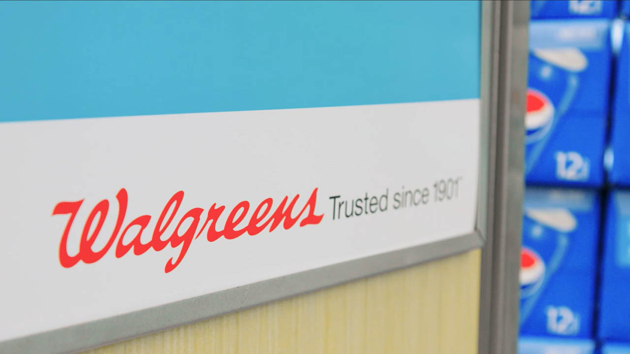 A Walgreens in-store sign