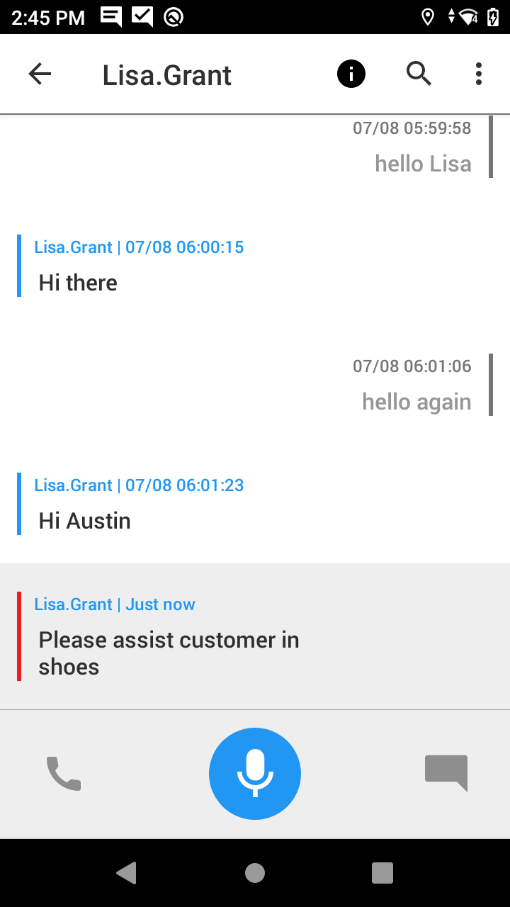 Workforce Connect Screenshot PTT Messages